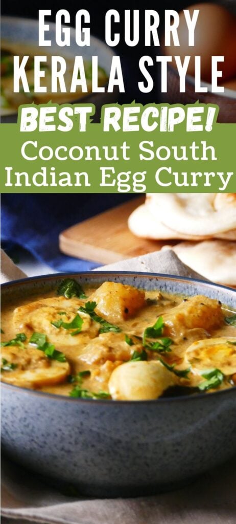 Kerala Egg Curry Pin with text egg curry kerala style best recipe coconut south indian egg curry.