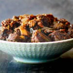 Kerala style beef fry - beef ularthiyathu - in a bowl.
