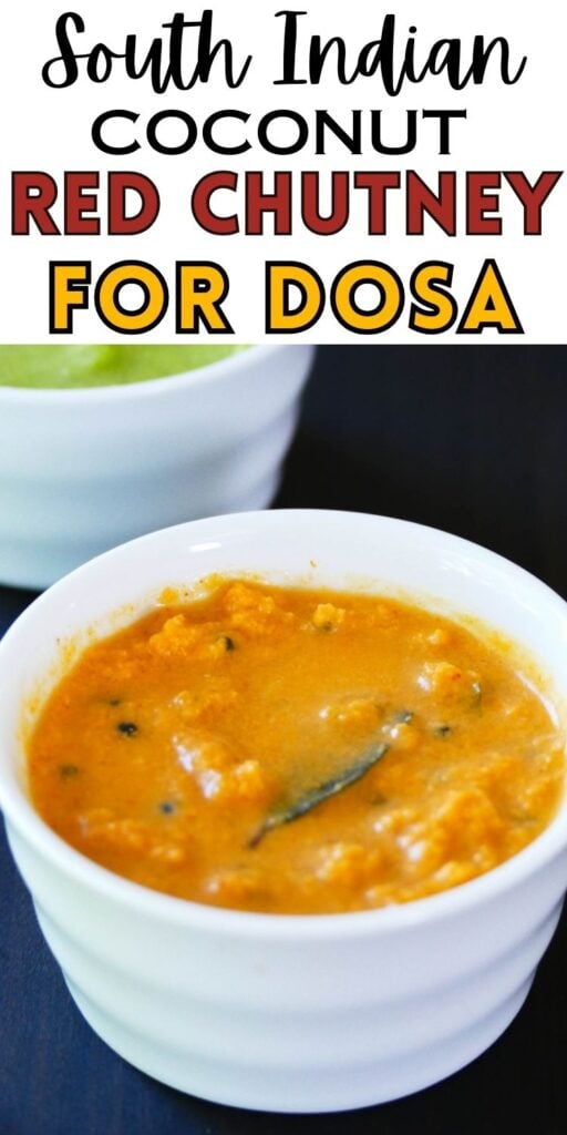 South Indian coconut red chutney for dosa pin.