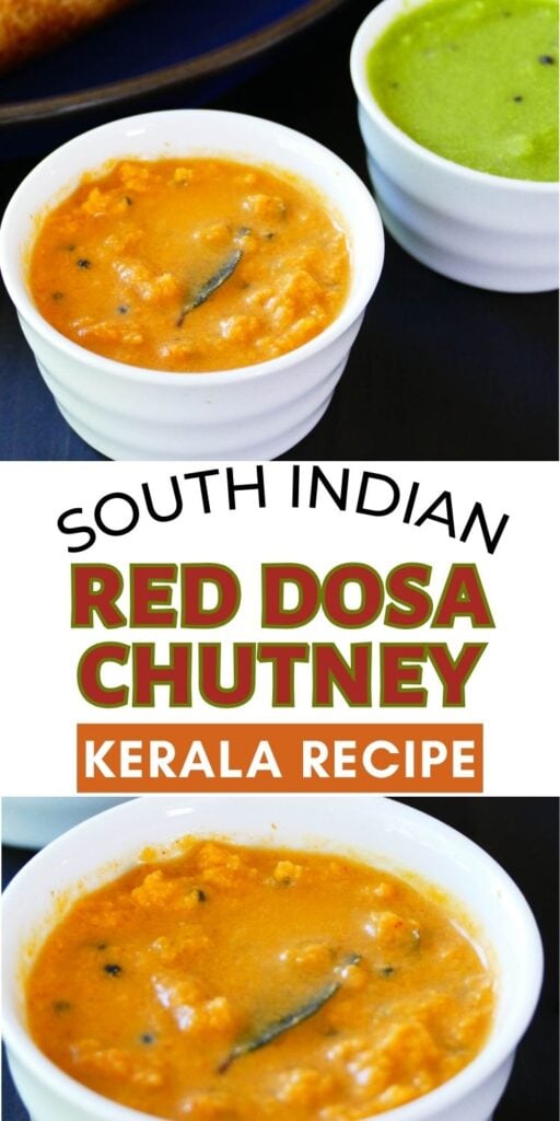 South Indian red dosa chutney Kerala recipe pin.