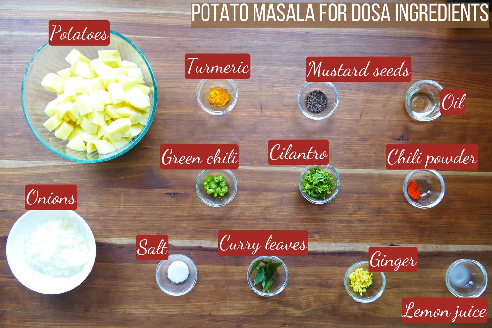 Potato masala for dosa ingredients.