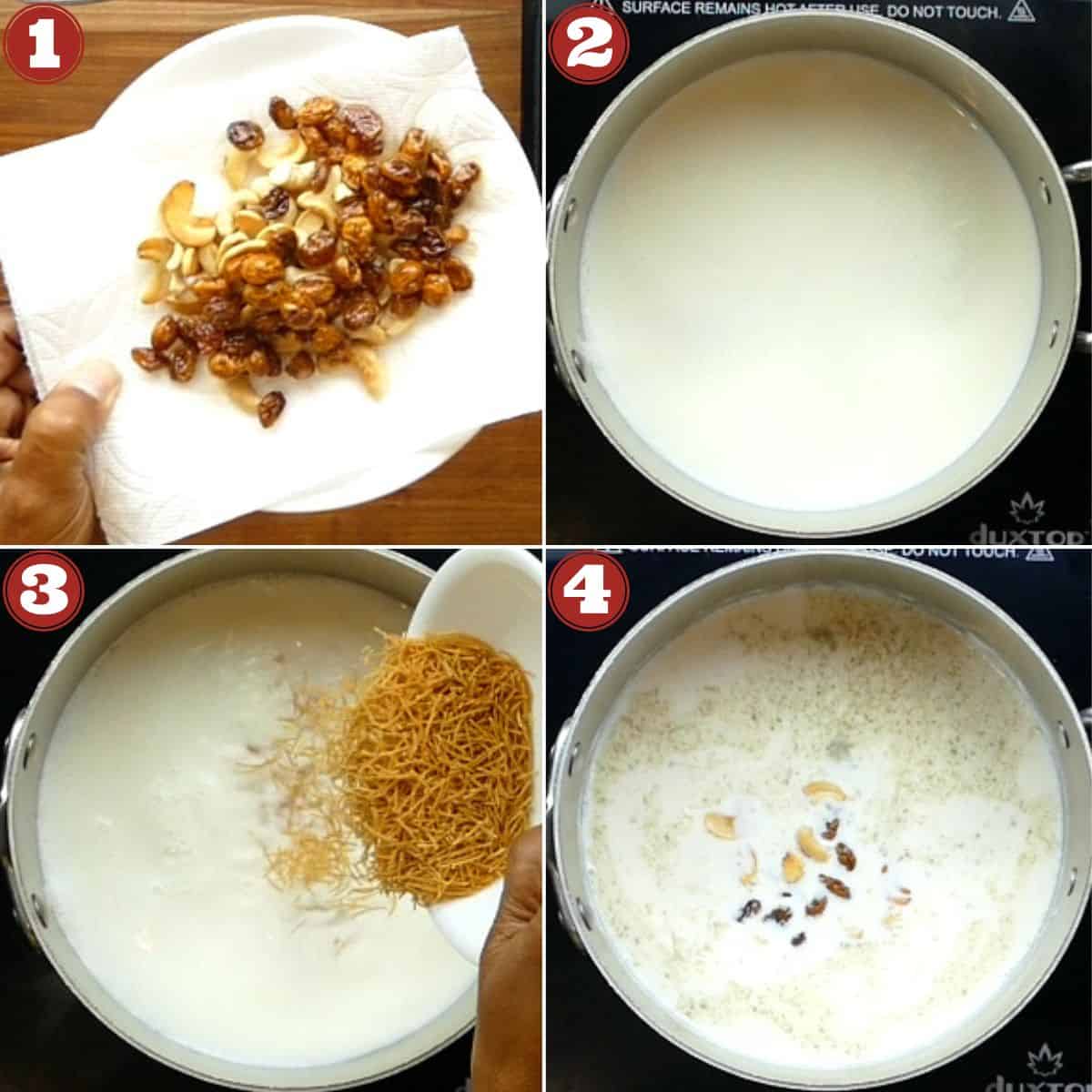 Kerala Semiya Payasam vermicelli noodle pudding in bowl.