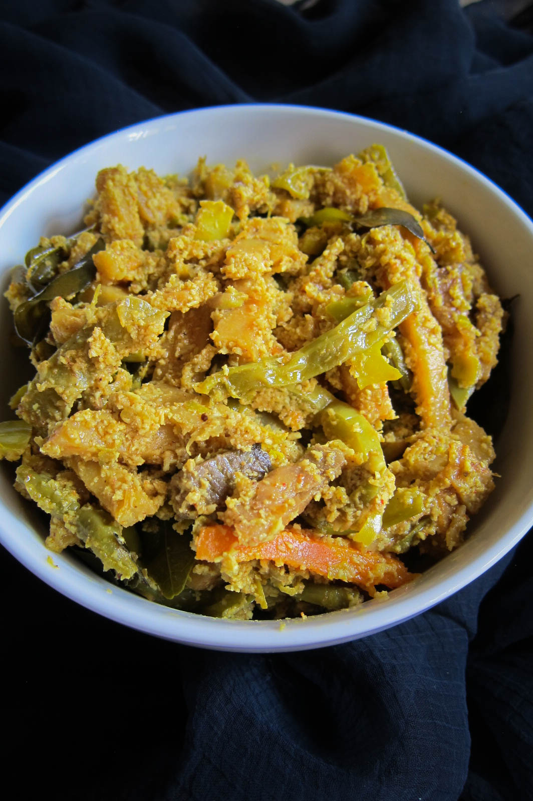 Kerala Avial Aviyal in a white bowl